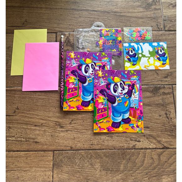 Vintage Lisa Frank Puzzle Notes Set Panda Painter Confetti Envelopes 90s - Picture 1 of 7